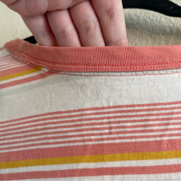 Faherty Sunwashed Striped Crew Tee Persimmon Stripe Short Sleeve Womens Size XL - Picture 4 of 7